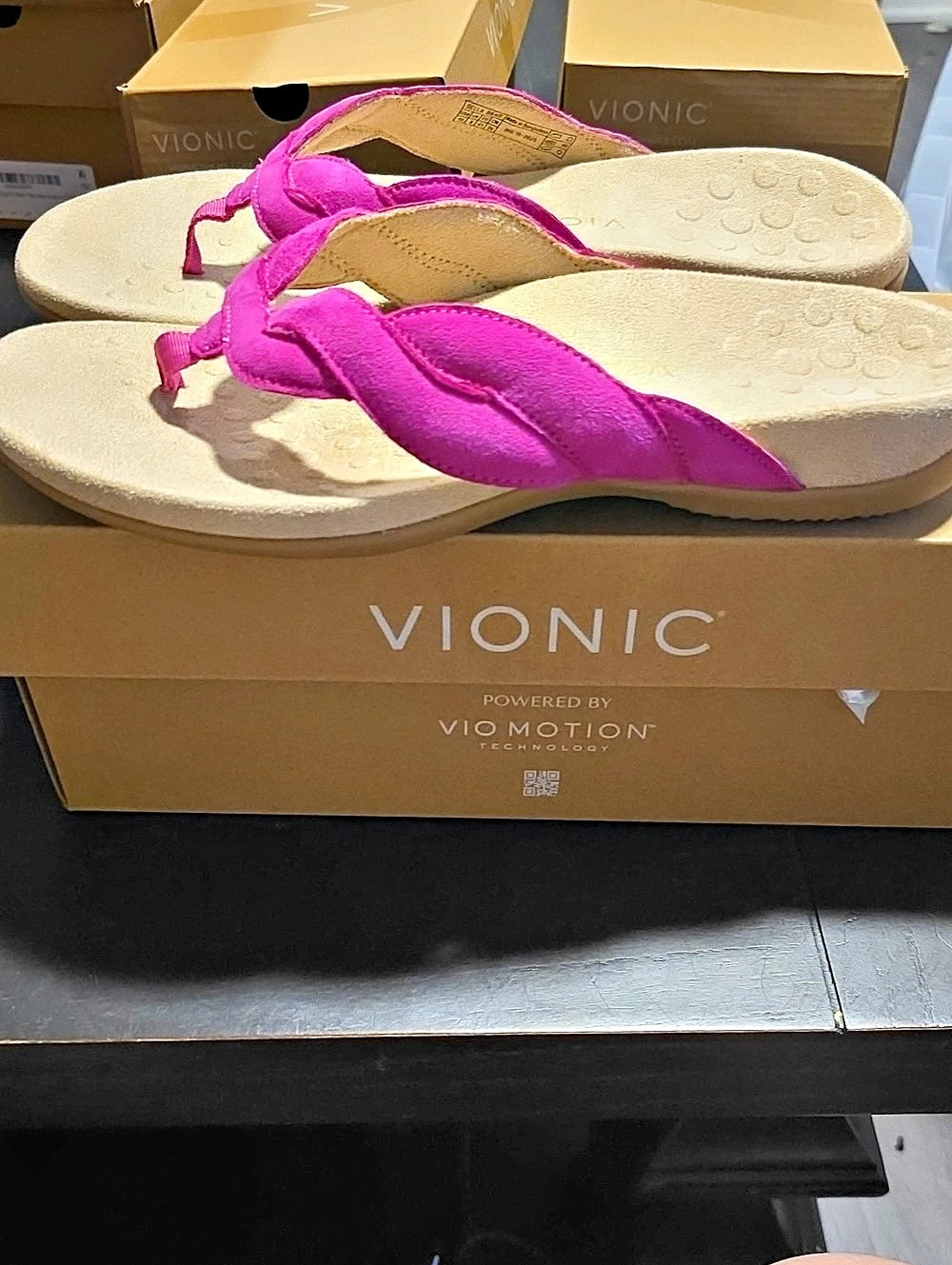Vionic Bella Braid Suede Thong Sandals in Rosio Pink NIB